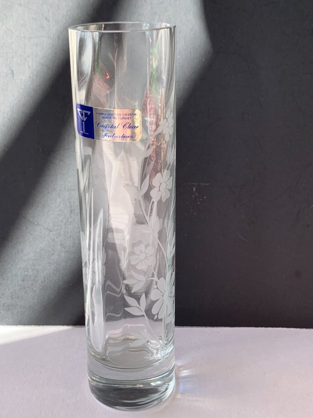 MELISSA HANDCUT MOUTH BLOWN OPTIC CRYSTAL VASE STYLE #214404 MADE IN TURKEY
